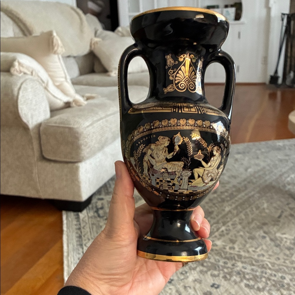 Elegant Black and Gold Vase